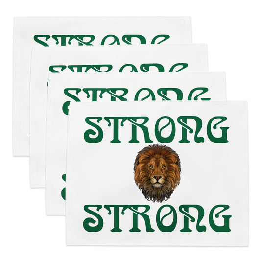“STRONG”White Placemat Set W/Green Font