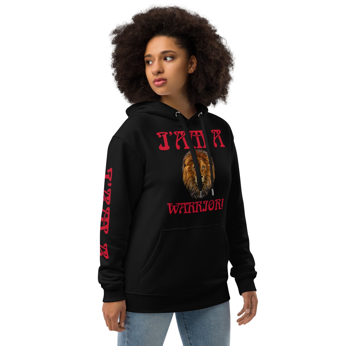 “I’AM A WARRIOR!” Women’s Premium Eco Hoodie W/Red Font