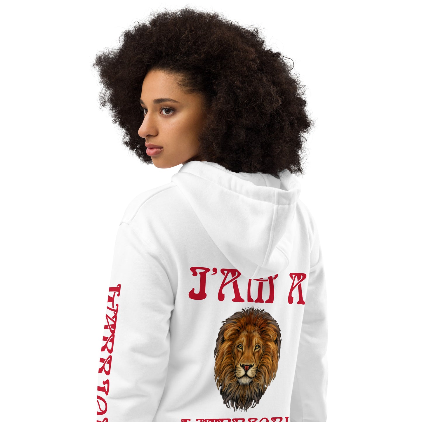 “I’AM A WARRIOR!” Women’s Premium Eco Hoodie W/Red Font