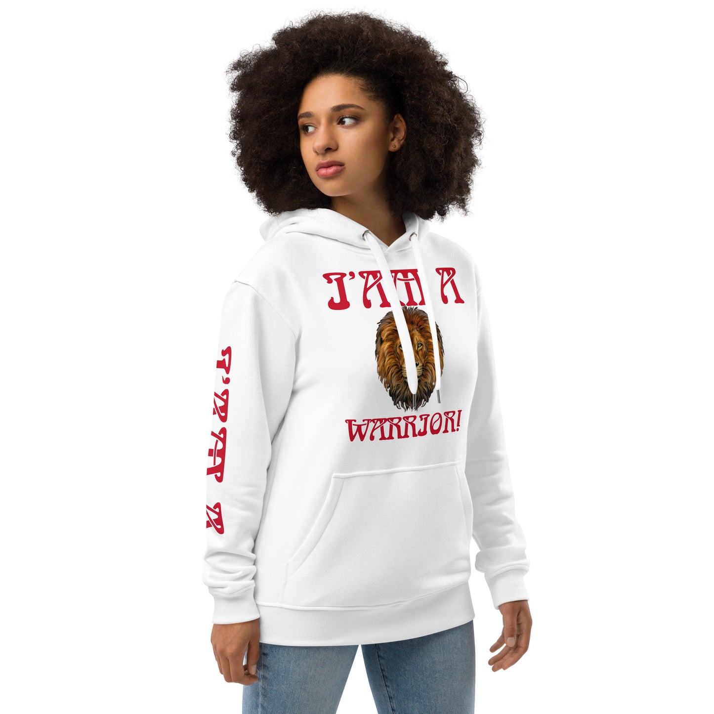 “I’AM A WARRIOR!” Women’s Premium Eco Hoodie W/Red Font