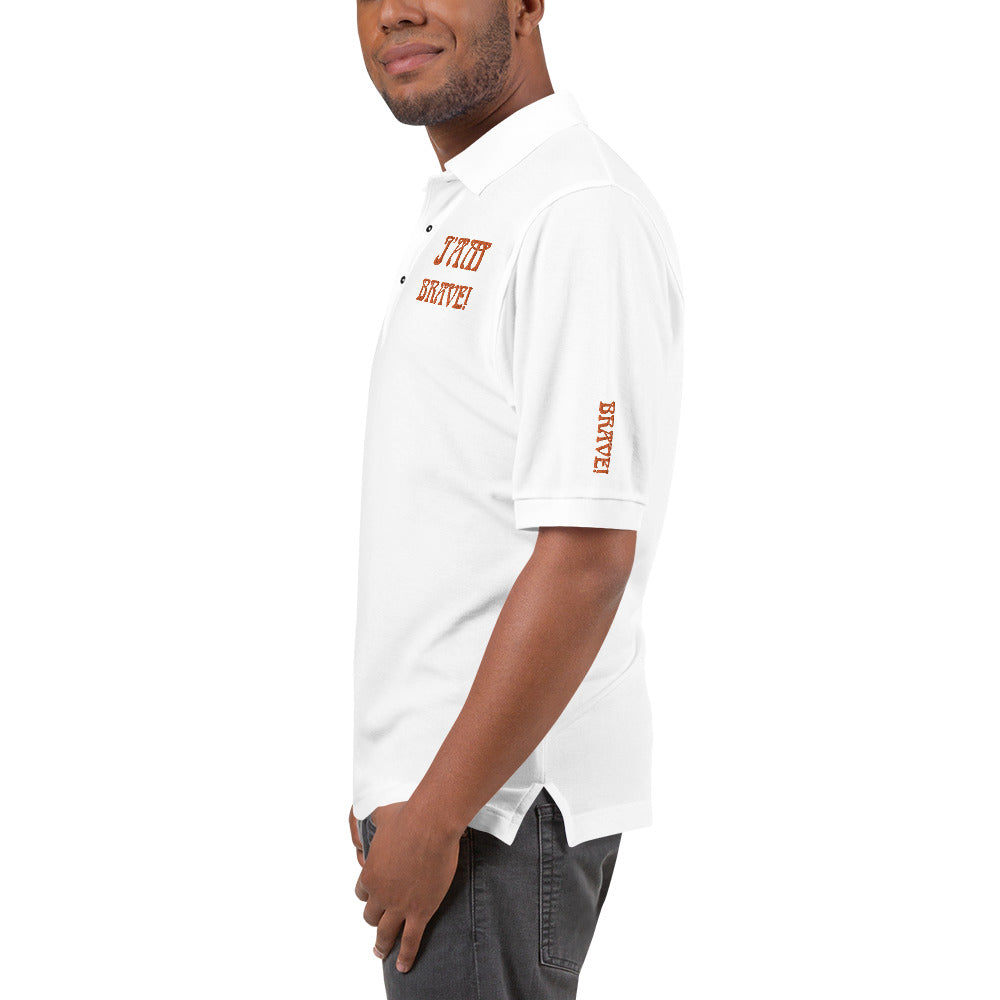 “I’AM BRAVE!” Men's Premium Polo Shirt W/Orange Font