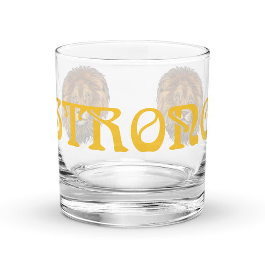 “STRONG”Rocks Glass W/Yellow Font