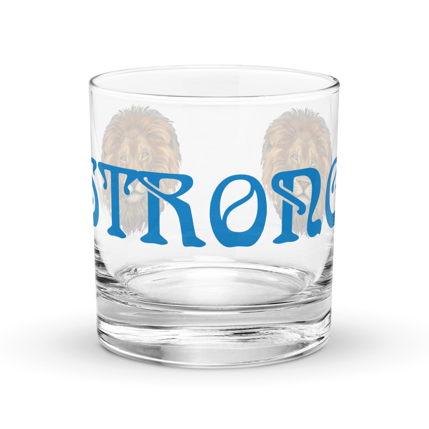 “STRONG”Rocks Glass W/Blue Font