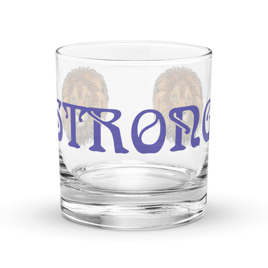 “STRONG”Rocks Glass W/Purple Font