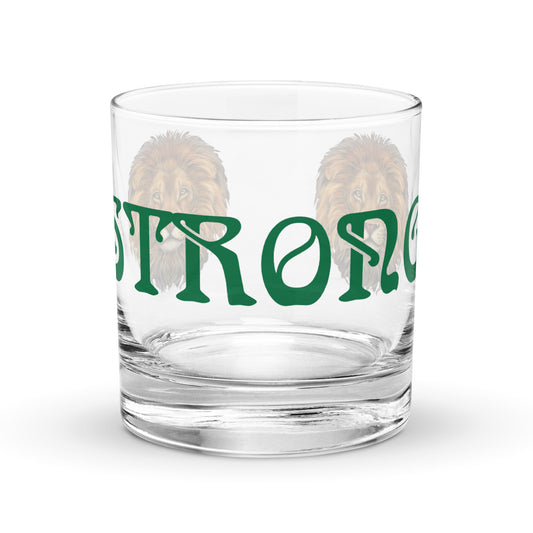 “STRONG”Rocks Glass W/Green Font