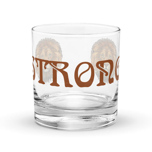 “STRONG”Rocks Glass W/Brown Font