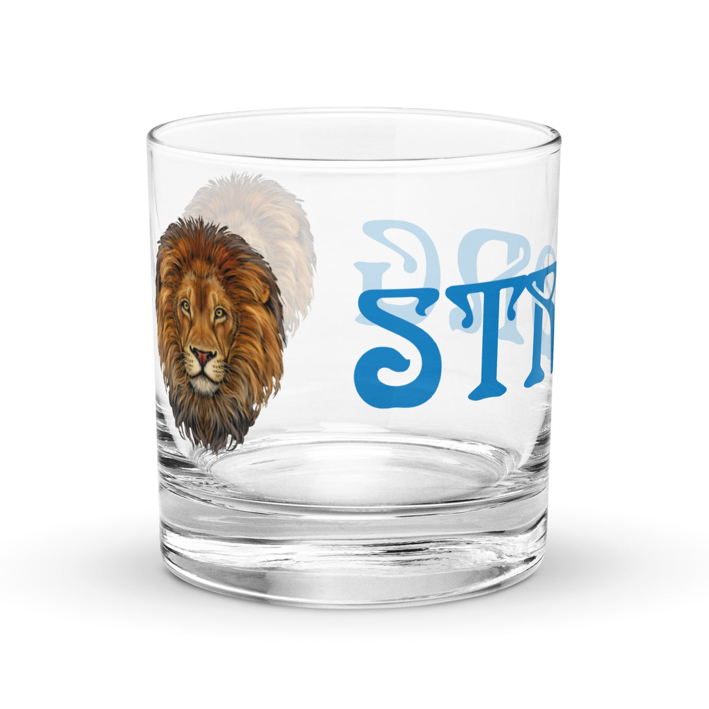 “STRONG”Rocks Glass W/Blue Font