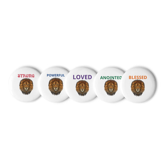 “IAM”Affirmation Set of Pin Buttons W/Rainbow Font