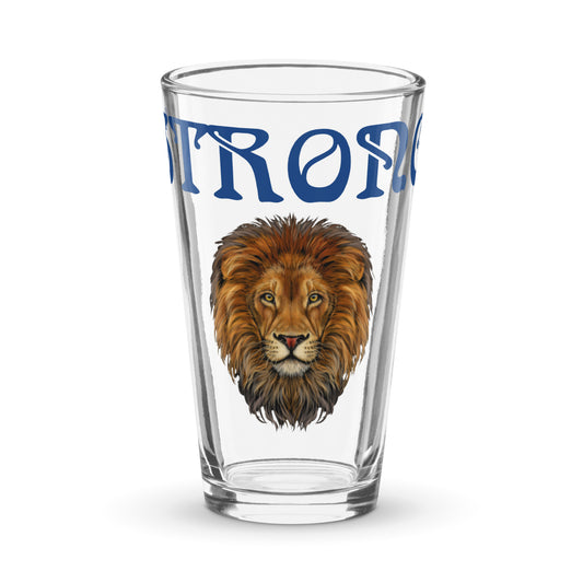 “STRONG”Shaker Pint Glass W/Blue Font