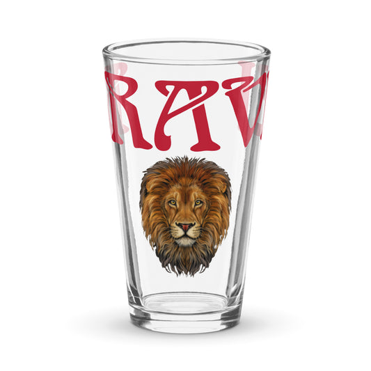 “BRAVE!Shaker Pint Glass W/Red Font