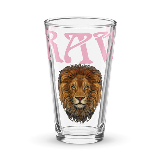 “BRAVE!”Shaker Pint Glass W/Cotton Candy Font