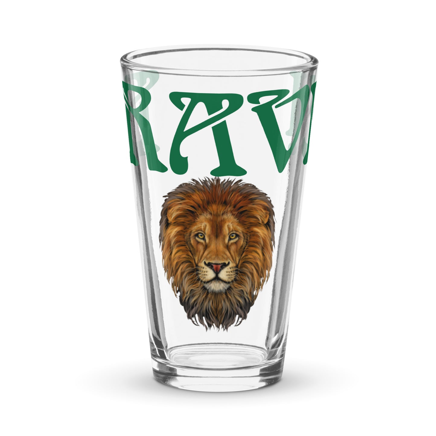 “BRAVE!”Shaker Pint Glass W/Green Font