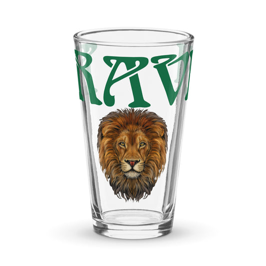 “BRAVE!”Shaker Pint Glass W/Green Font