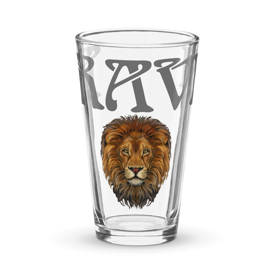 “BRAVE!”Shaker Pint Glass W/Grey Font