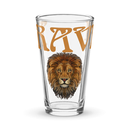 “BRAVE!”Shaker Pint Glass W/Bronze Font