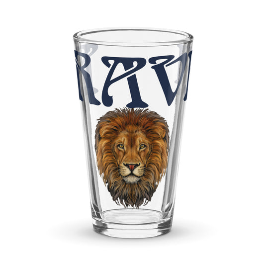 “BRAVE!”Shaker Pint Glass W/Navy Font