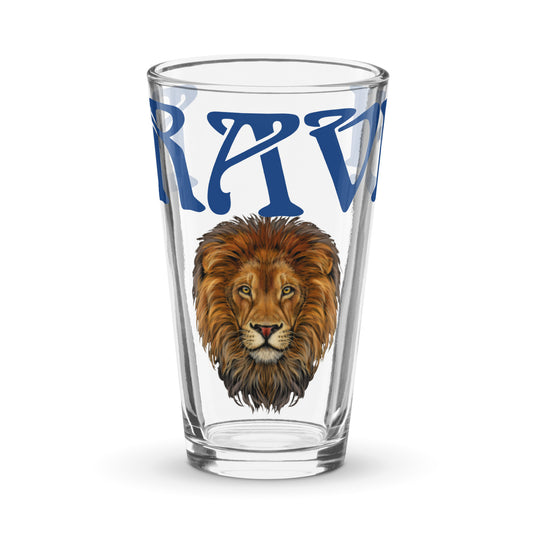 “BRAVE!”Shaker Pint Glass W/Blue Font