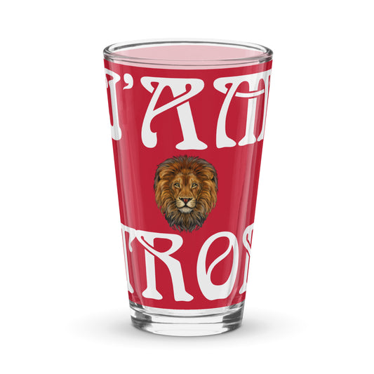 “I’AM STRONG”Red Shaker Pint Glass W/White Font