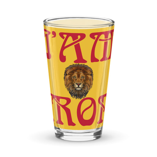 “I’AM STRONG”Yellow Shaker Pint Glass W/Red Font