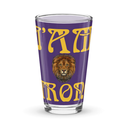 “I’AM STRONG”Purple Shaker Pint Glass W/Yellow Font