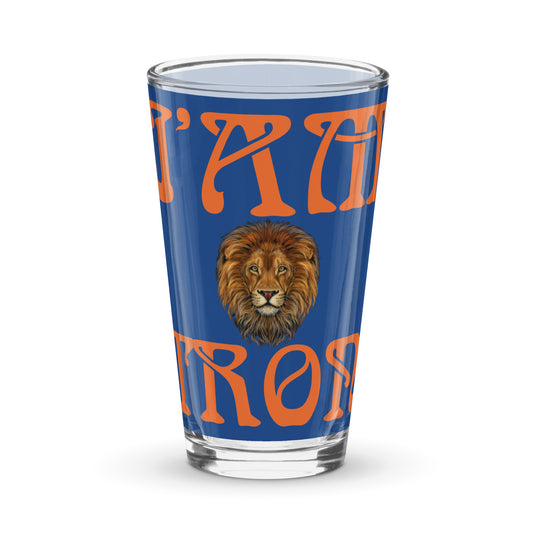 “I’AM STRONG”Blue Shaker Pint Glass W/Orange Font