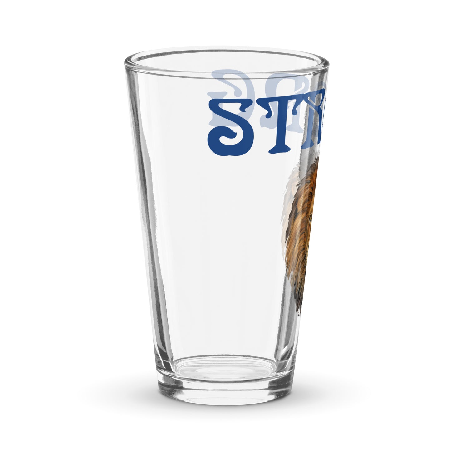 “STRONG”Shaker Pint Glass W/Blue Font