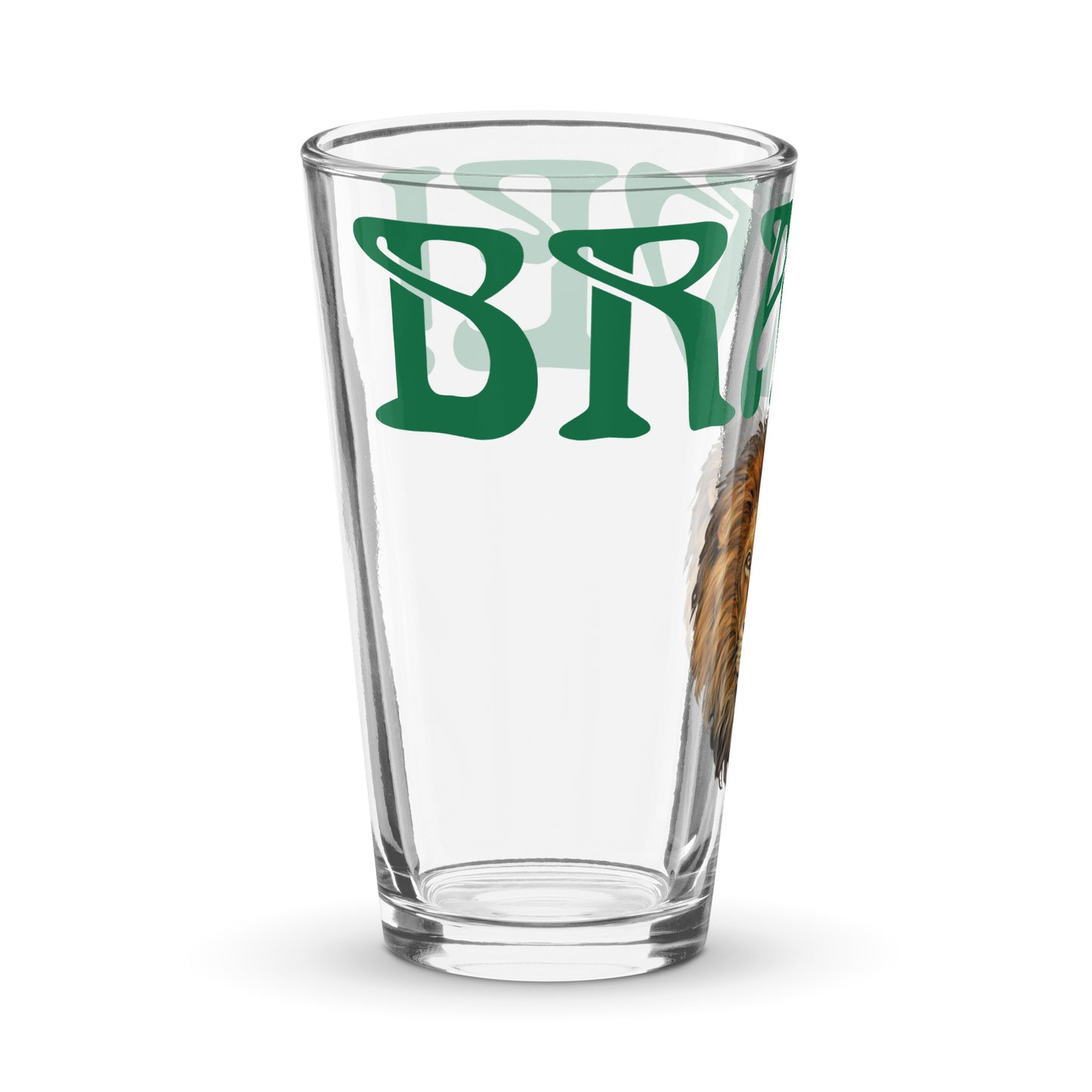 “BRAVE!”Shaker Pint Glass W/Green Font