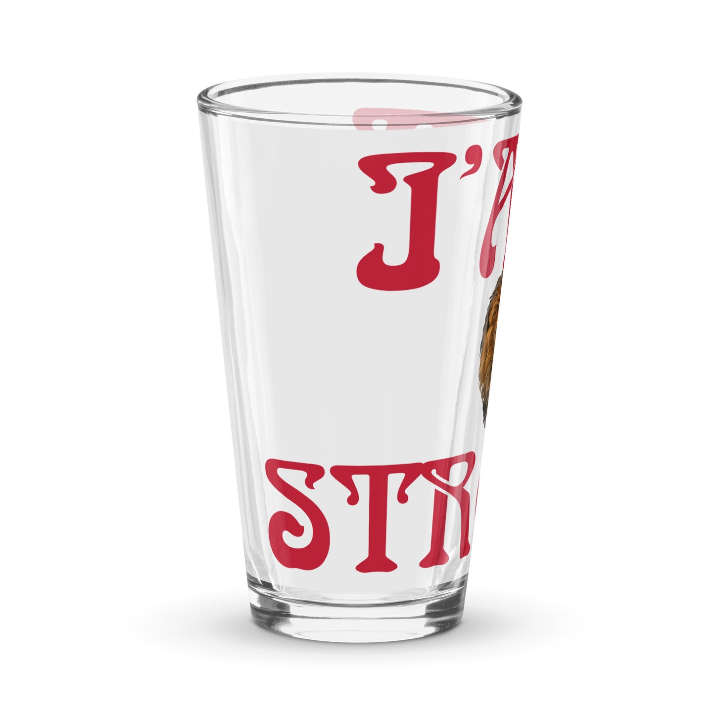 “I’AM STRONG”White Shaker Pint Glass W/Red Font