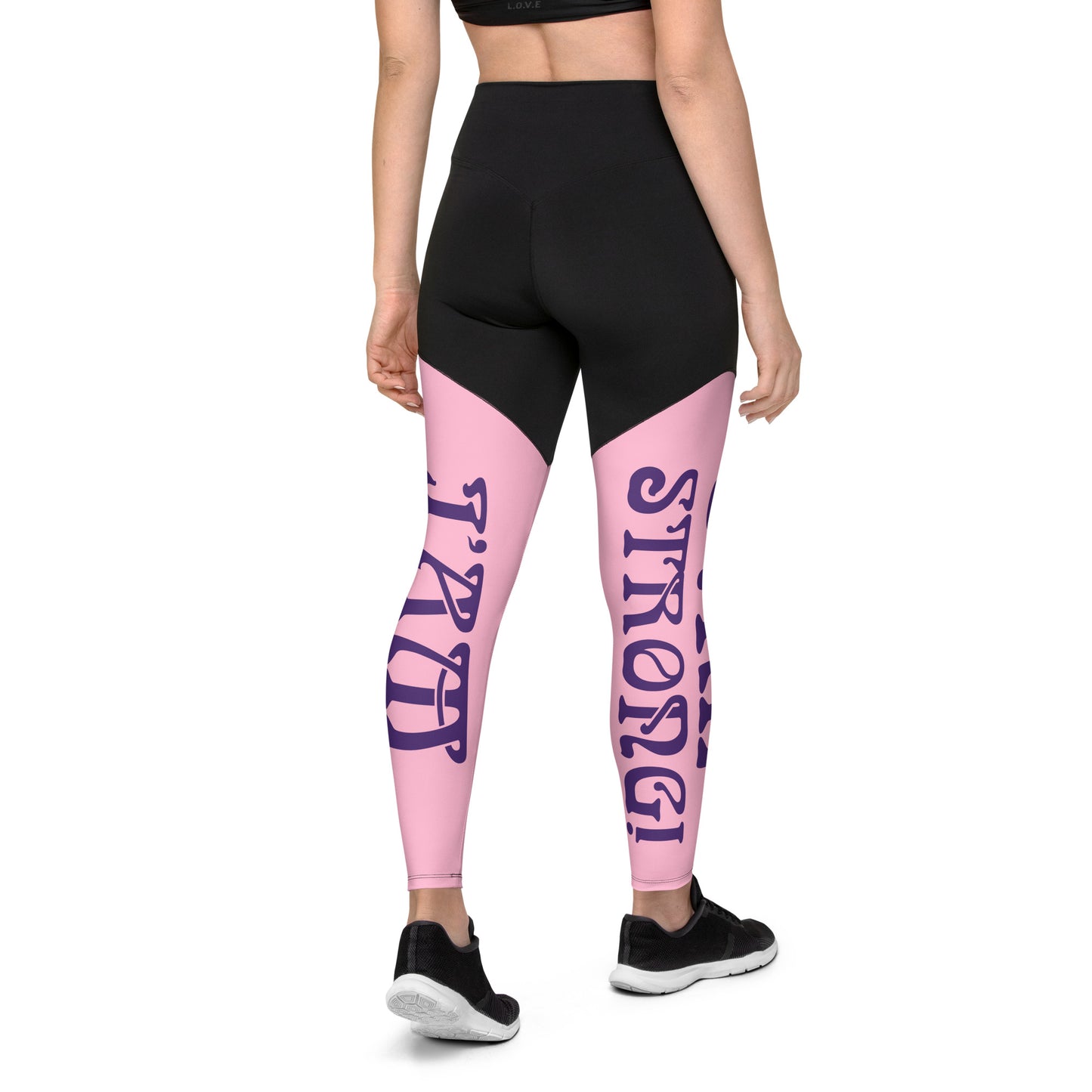 “I’AM STRONG!” Cotton Candy Sports Leggings W/Purple Font