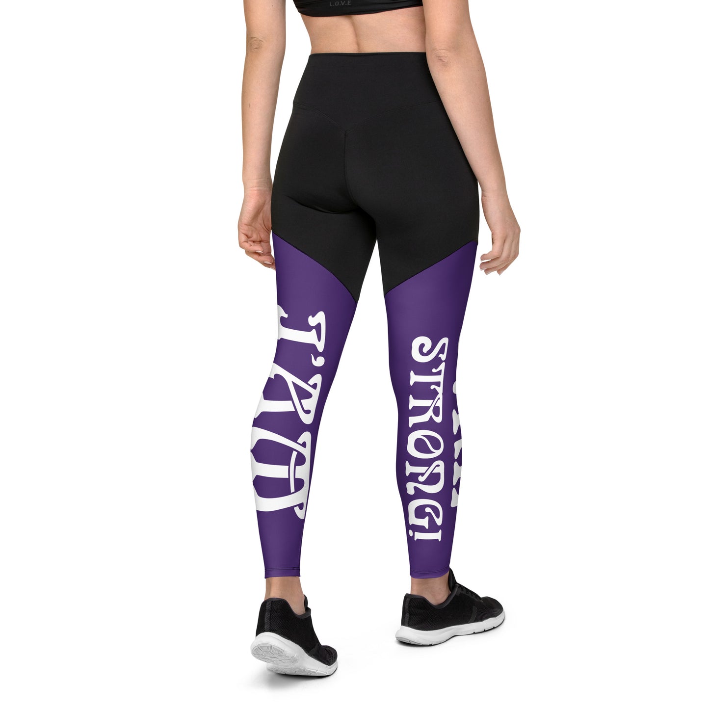 “I’AM STRONG!” Purple Sports Leggings W/White Font