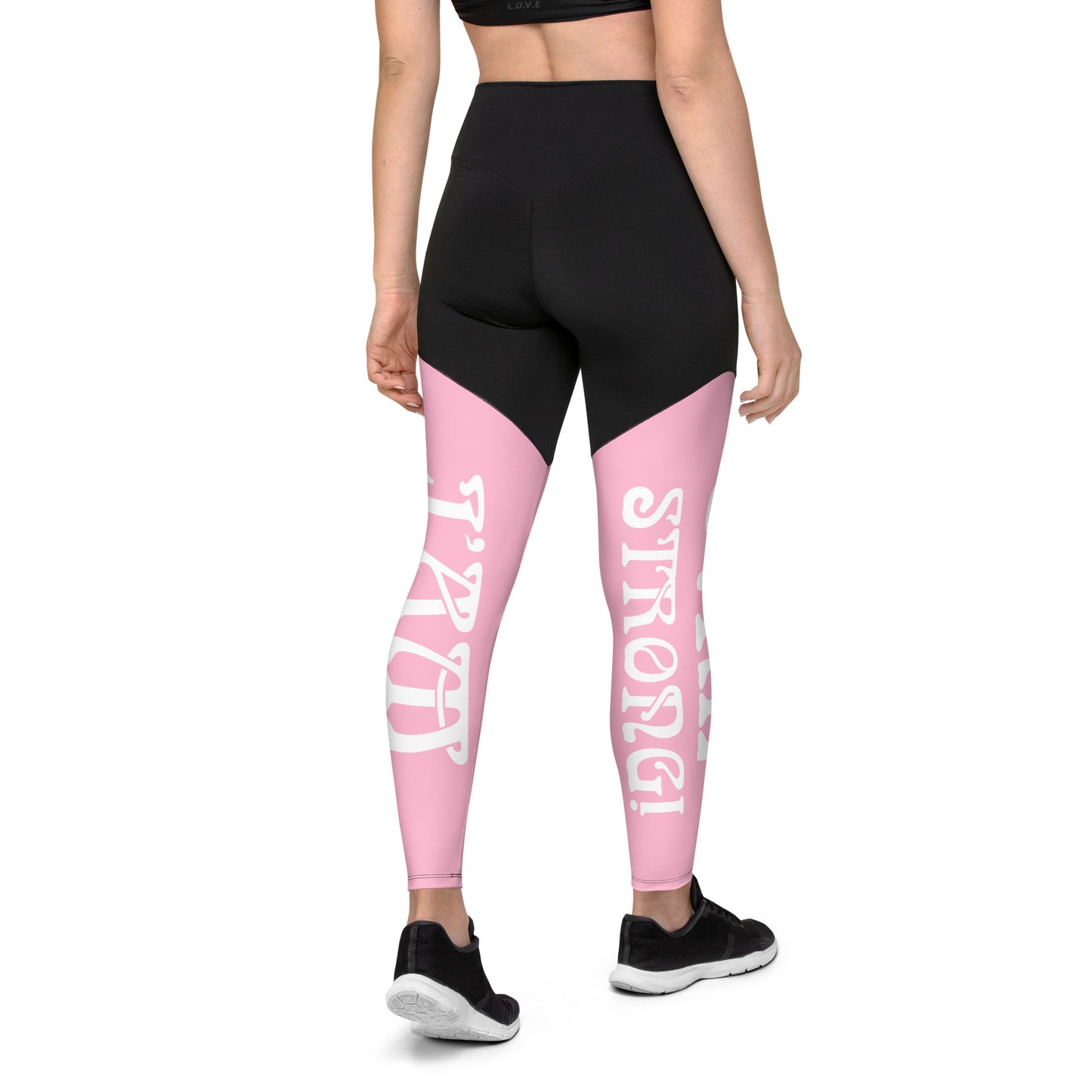 “I’AM STRONG!” Cotton Candy Sports Leggings W/White Font