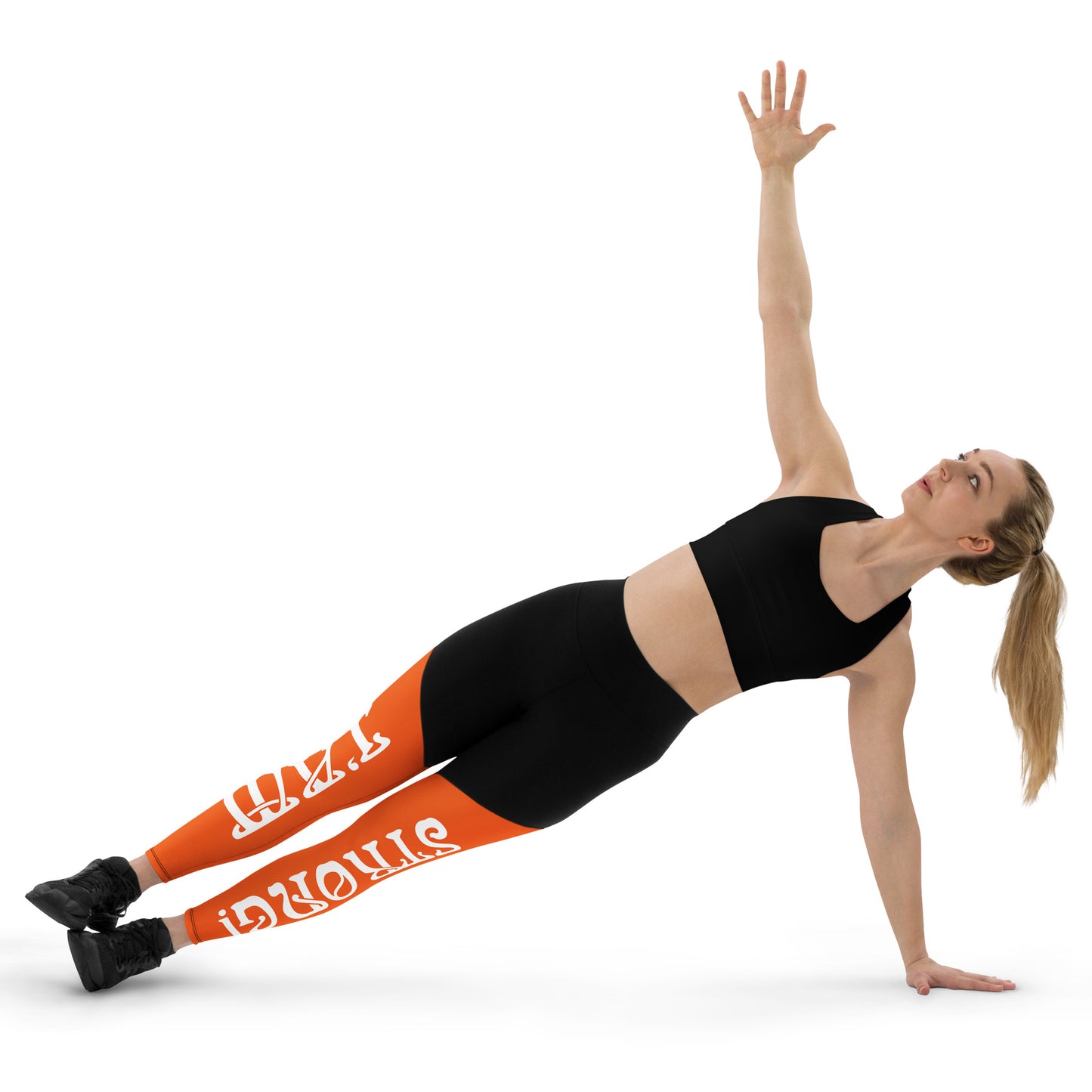 “I’AM STRONG!” Orange Sports Leggings W/White Font