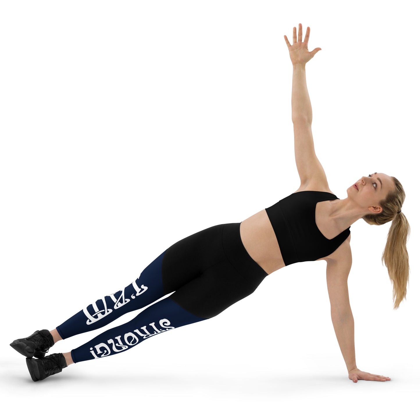 “I’AM STRONG!” Navy Sports Leggings W/White Font