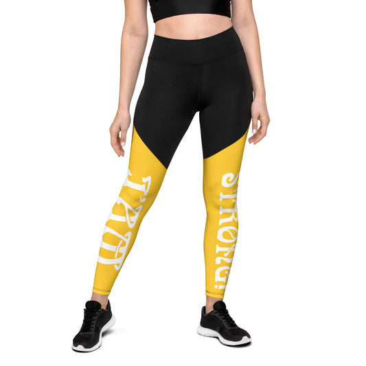 “I’AM STRONG!” Yellow Sports Leggings W/White Font