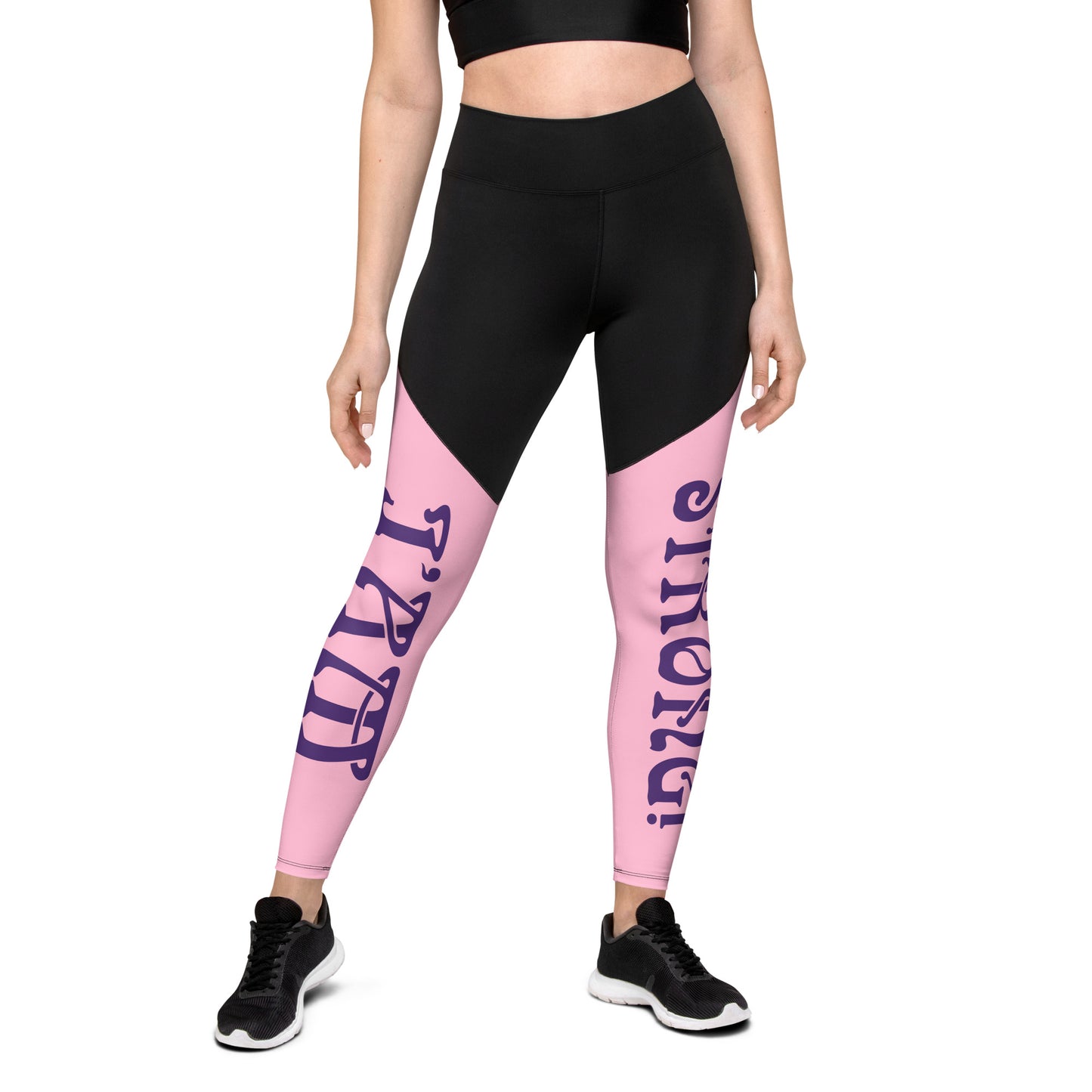 “I’AM STRONG!” Cotton Candy Sports Leggings W/Purple Font