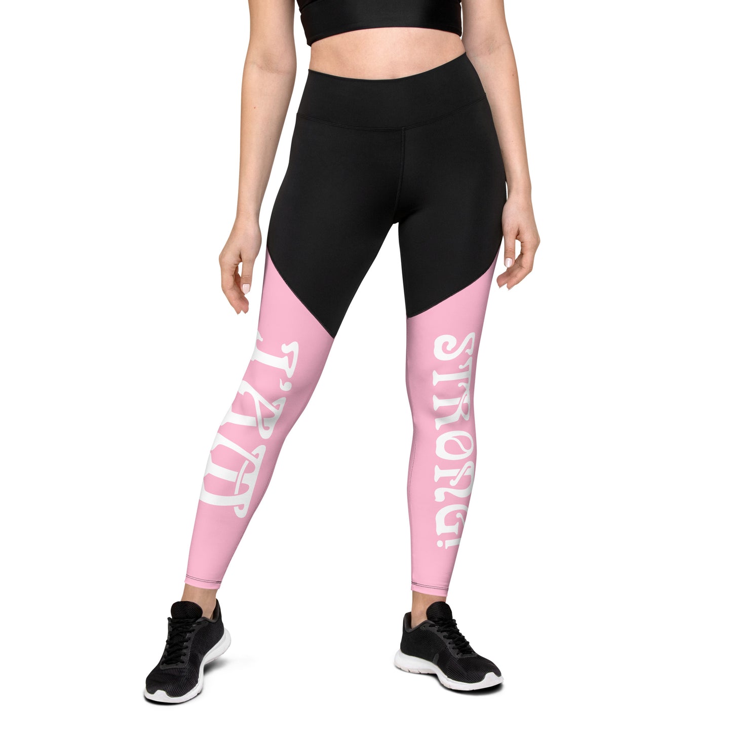 “I’AM STRONG!” Cotton Candy Sports Leggings W/White Font