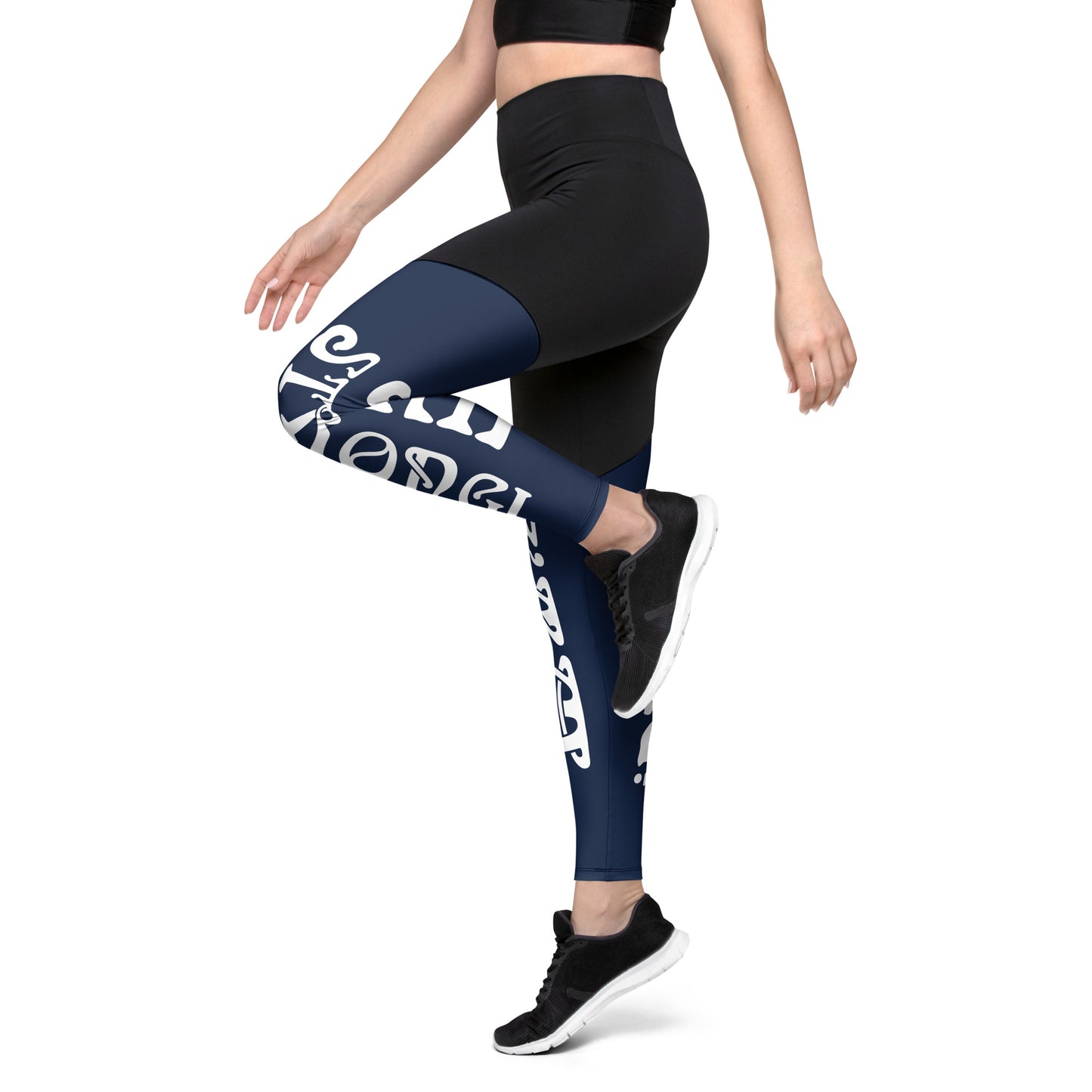 “I’AM STRONG!” Navy Sports Leggings W/White Font