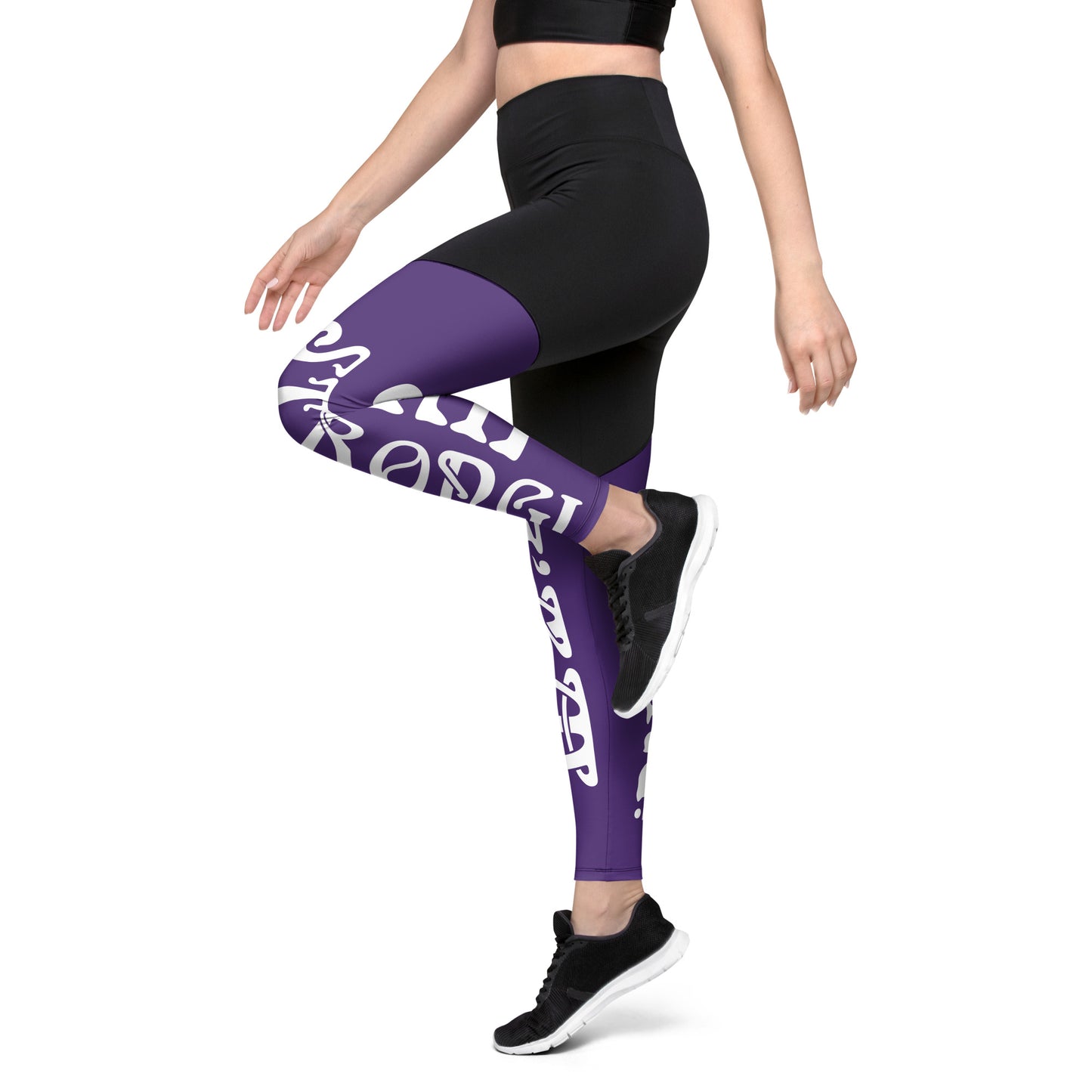 “I’AM STRONG!” Purple Sports Leggings W/White Font