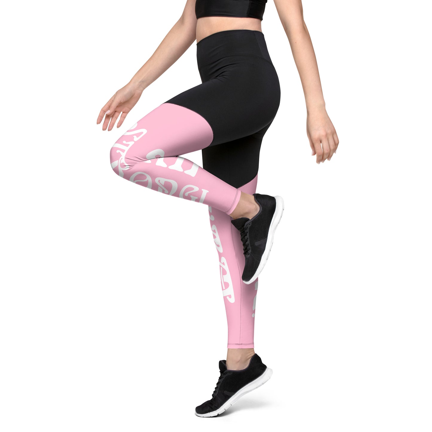 “I’AM STRONG!” Cotton Candy Sports Leggings W/White Font