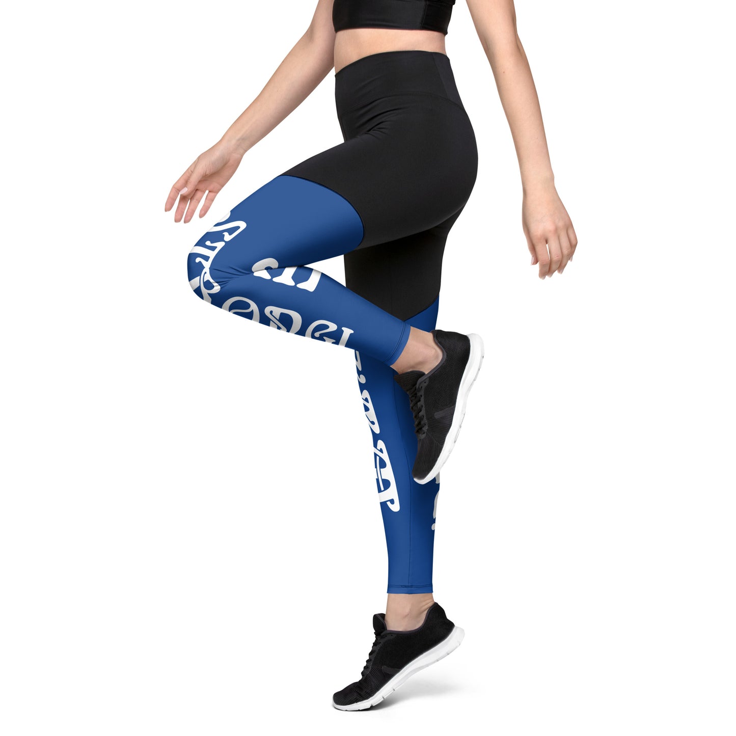 “I’AM STRONG!” Blue Sports Leggings W/White Font