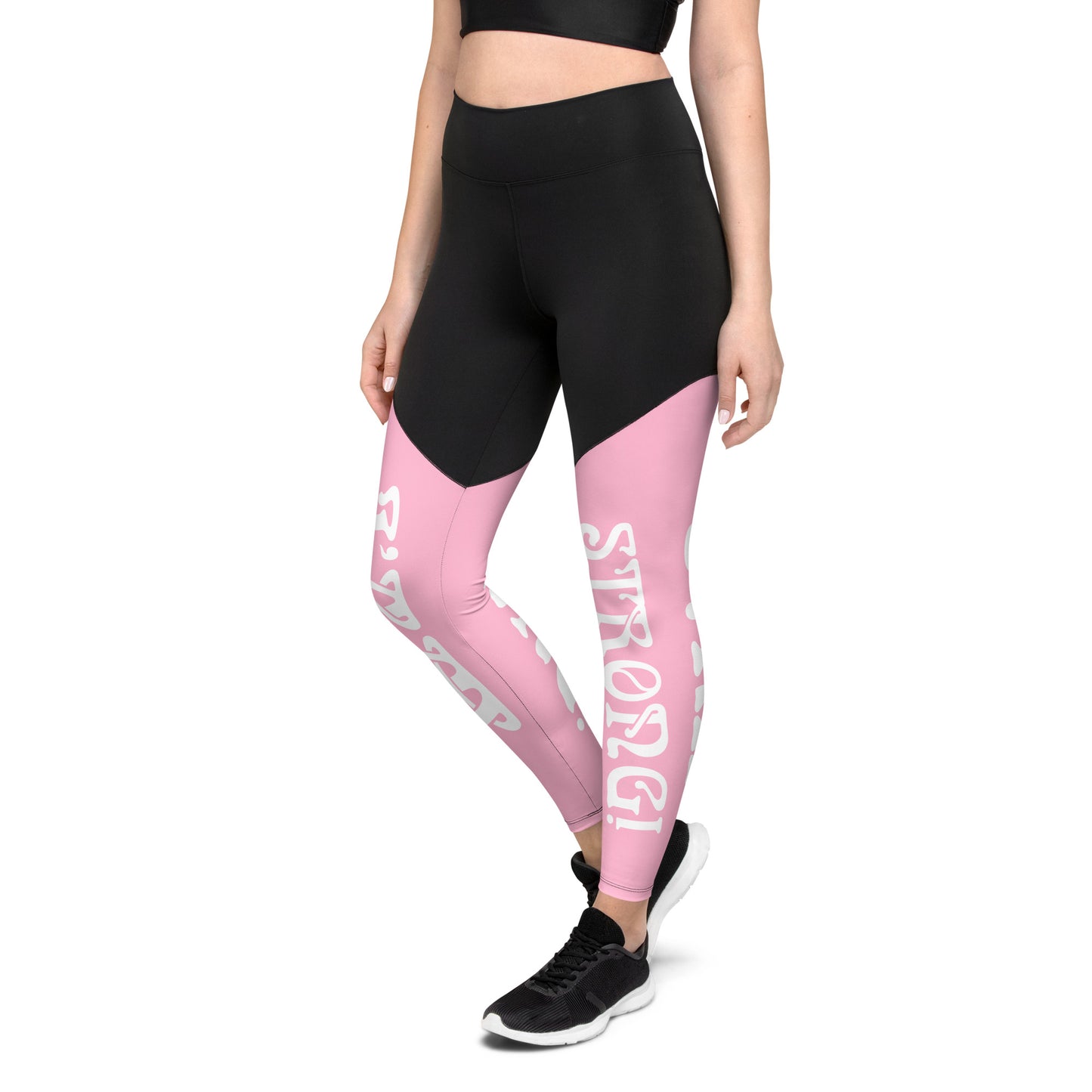 “I’AM STRONG!” Cotton Candy Sports Leggings W/White Font