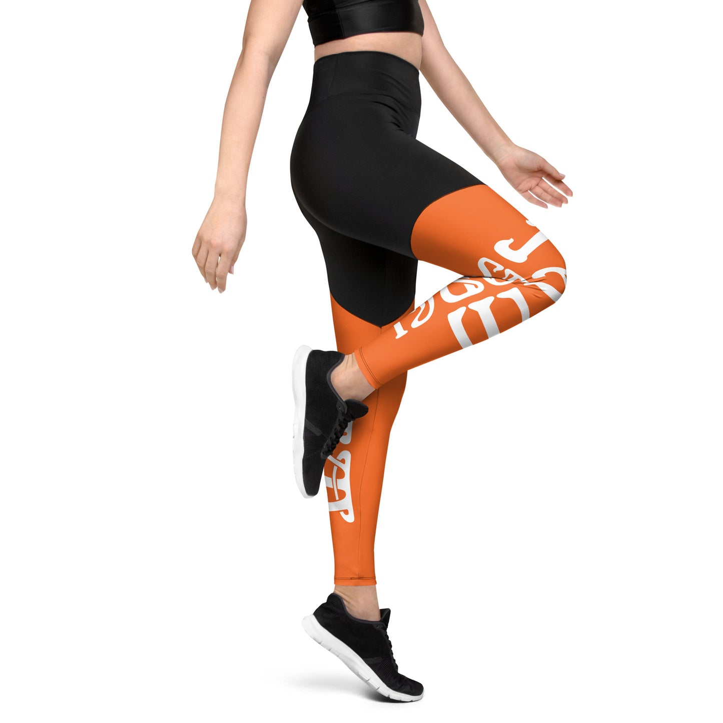 “I’AM STRONG!” Orange Sports Leggings W/White Font