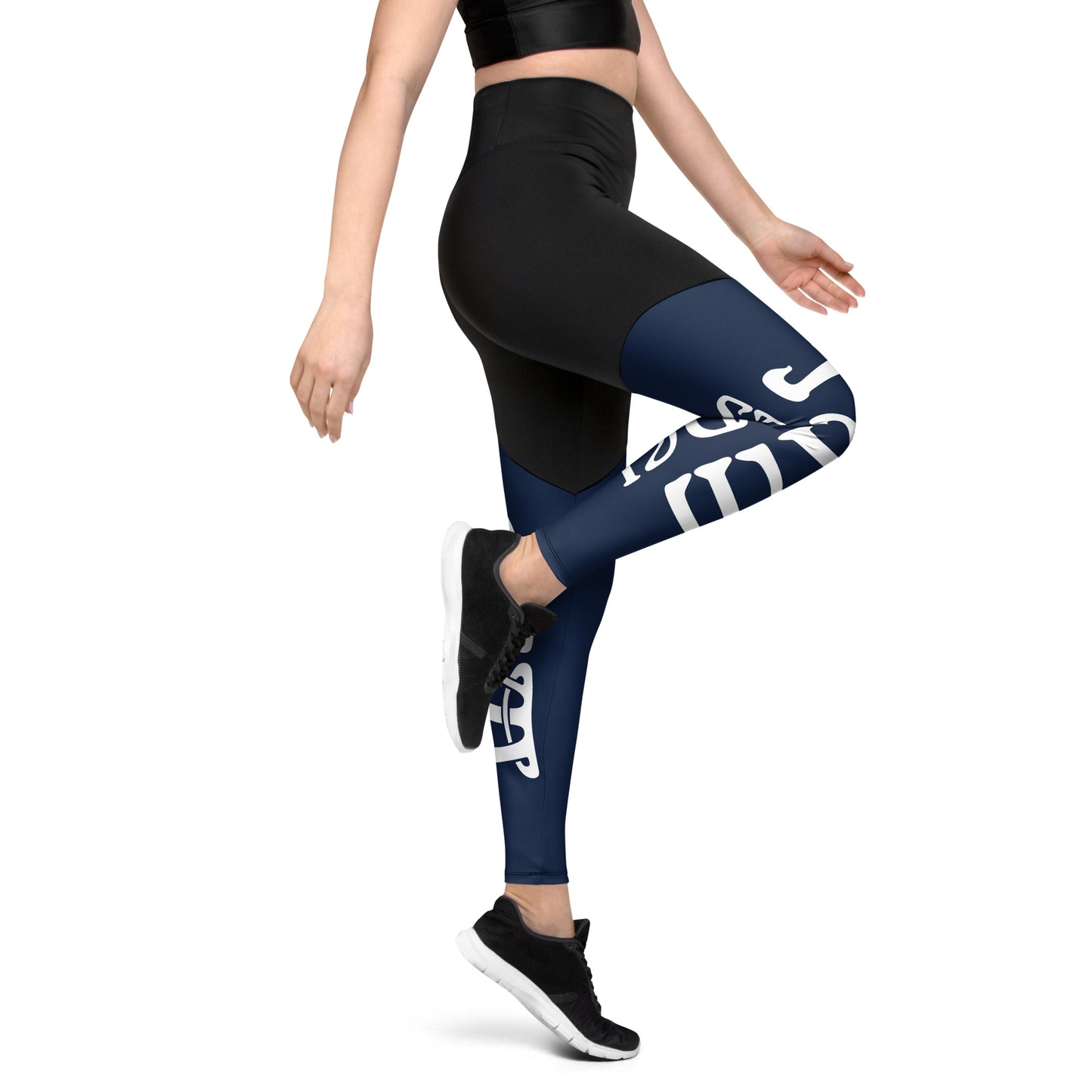 “I’AM STRONG!” Navy Sports Leggings W/White Font