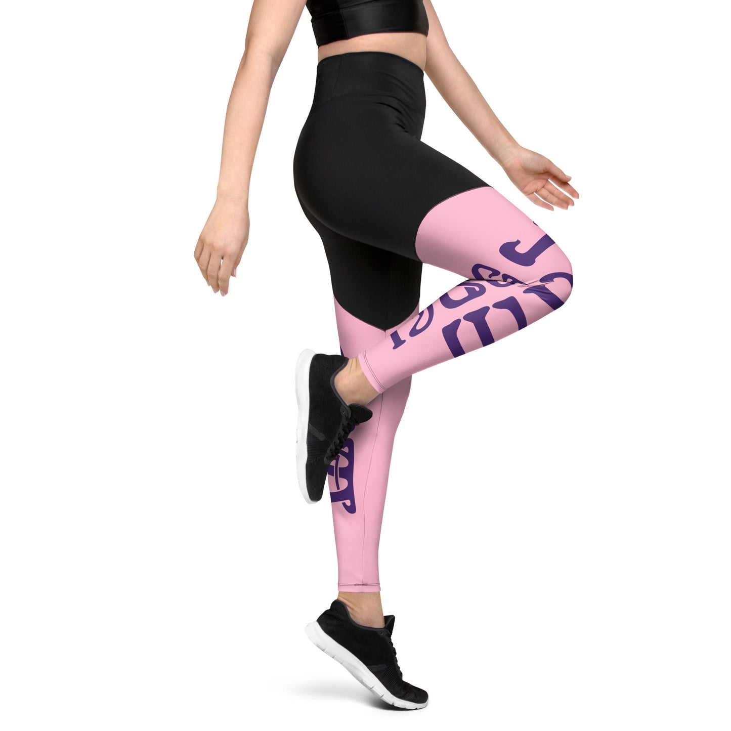 “I’AM STRONG!” Cotton Candy Sports Leggings W/Purple Font