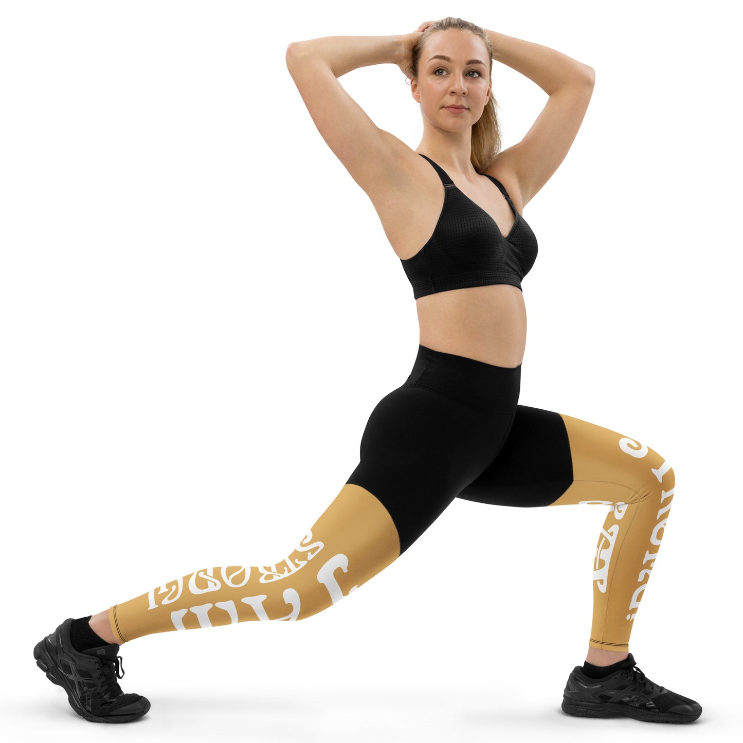 “I’AM STRONG!” Fawn Sports Leggings W/White Font