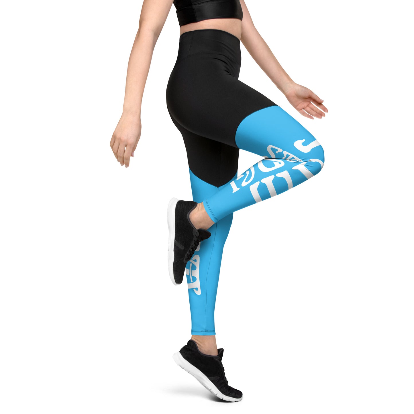 “I’AM STRONG!” SkyBlue Sports Leggings W/White Font