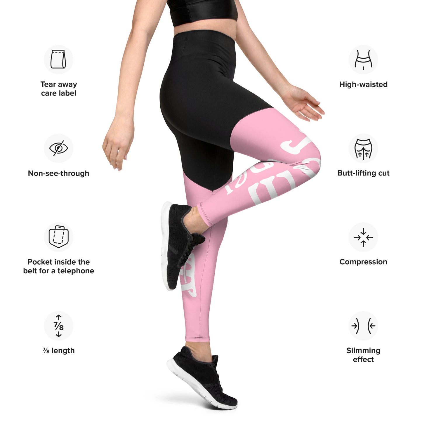 “I’AM STRONG!” Cotton Candy Sports Leggings W/White Font