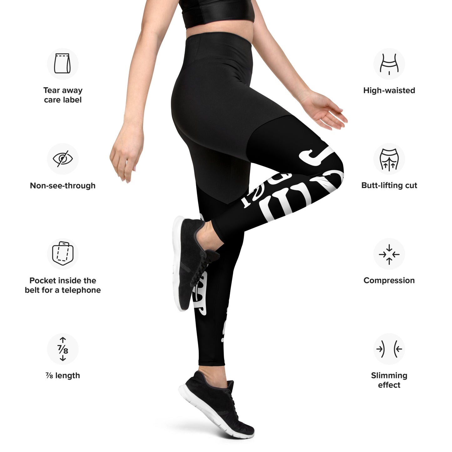 “I’AM STRONG!” Black Sports Leggings W/White Font