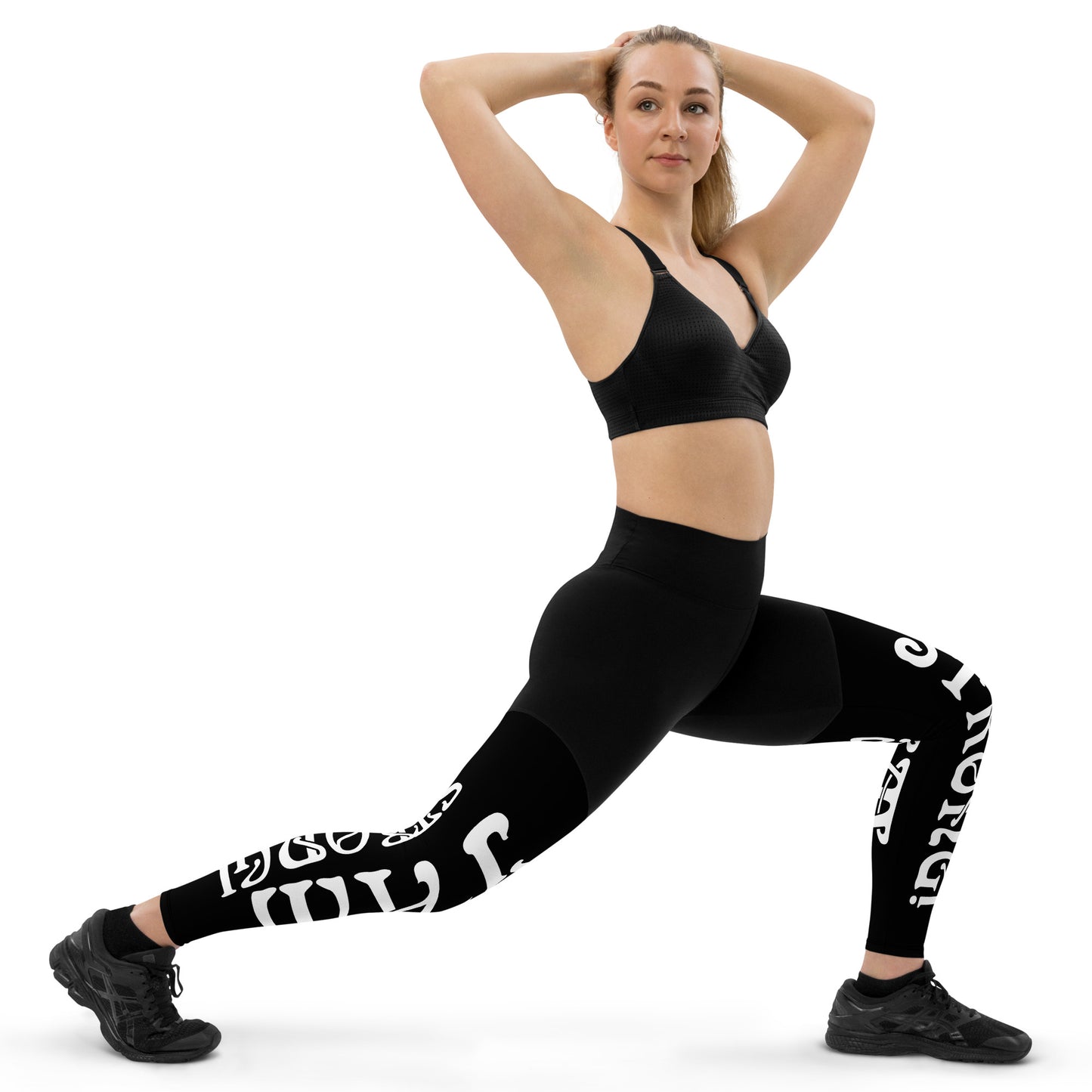 “I’AM STRONG!” Black Sports Leggings W/White Font