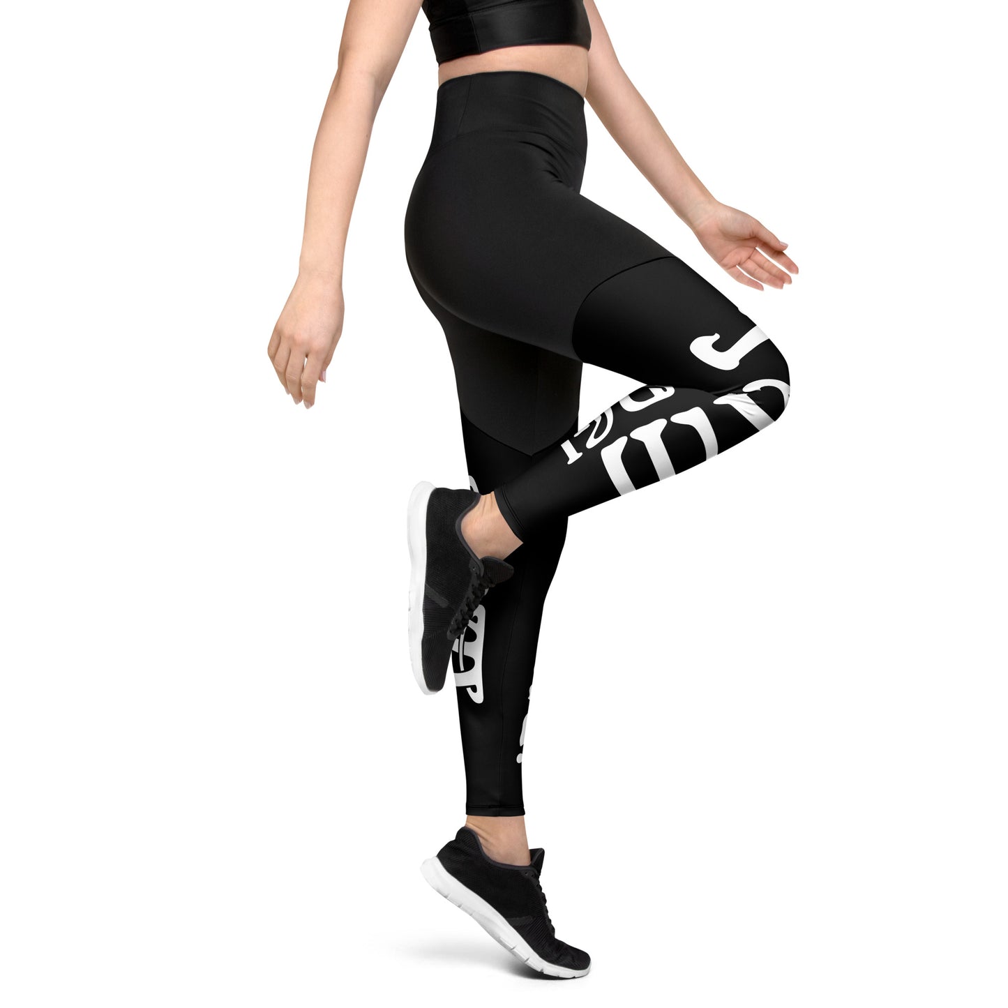 “I’AM STRONG!” Black Sports Leggings W/White Font